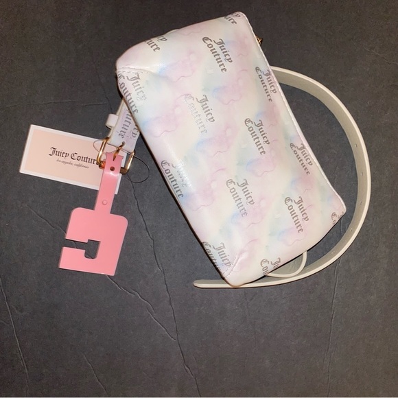 Juicy COUTURE LOGO RAINBOW WHITE FANNY PACK BELT TRAVEL BAG POUCH - Picture 4 of 6